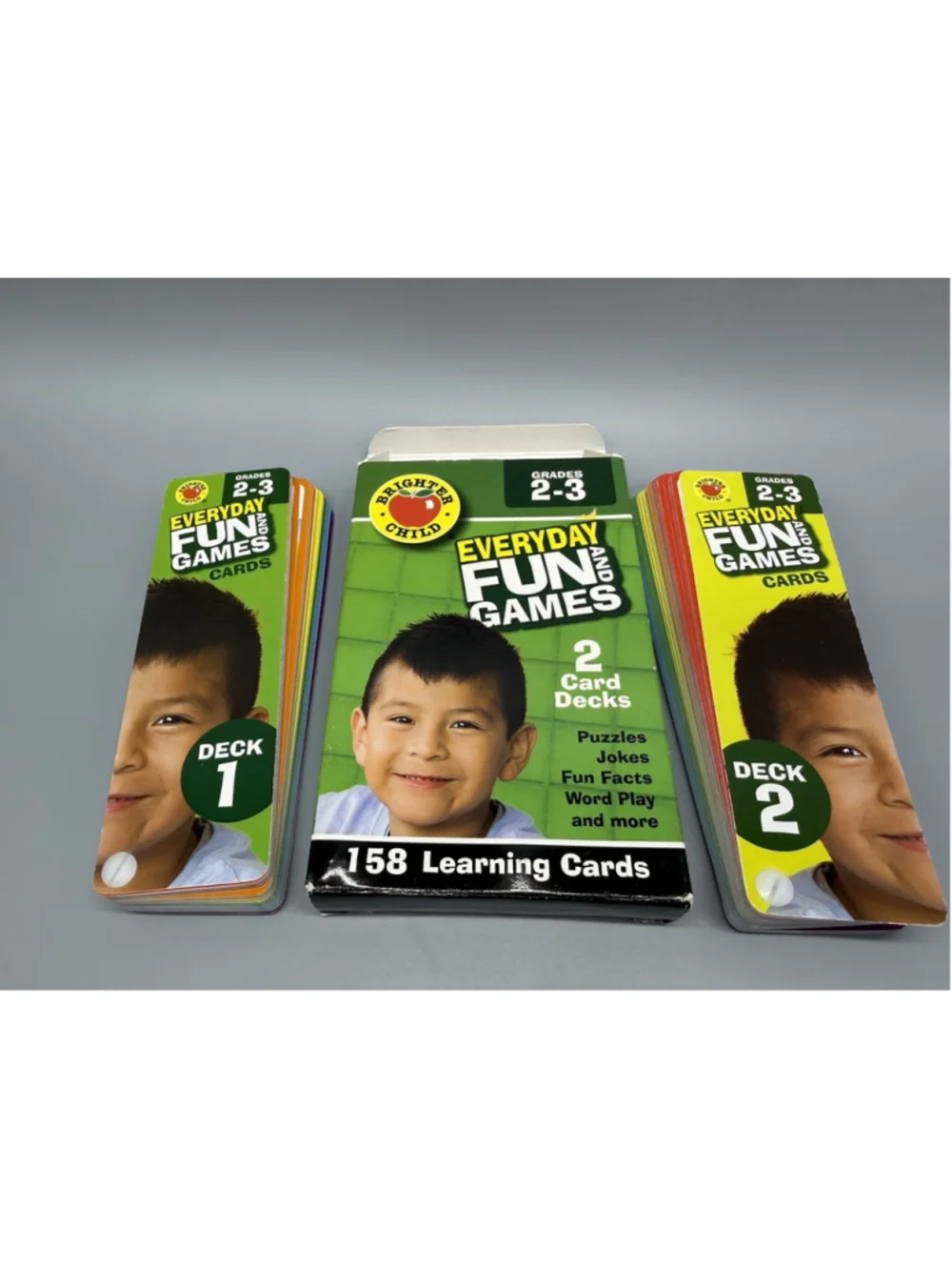 Brighter Child Everyday Fun & Games Learning Flash Cards Grades 2-3 Decks 1 & 2